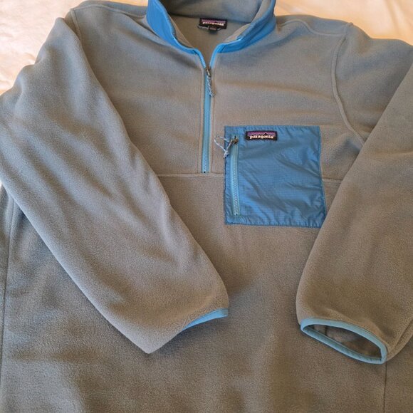EUC Patagonia Microdini 1/2 Zip Fleece Pullover Large Plume Grey - Picture 7 of 10